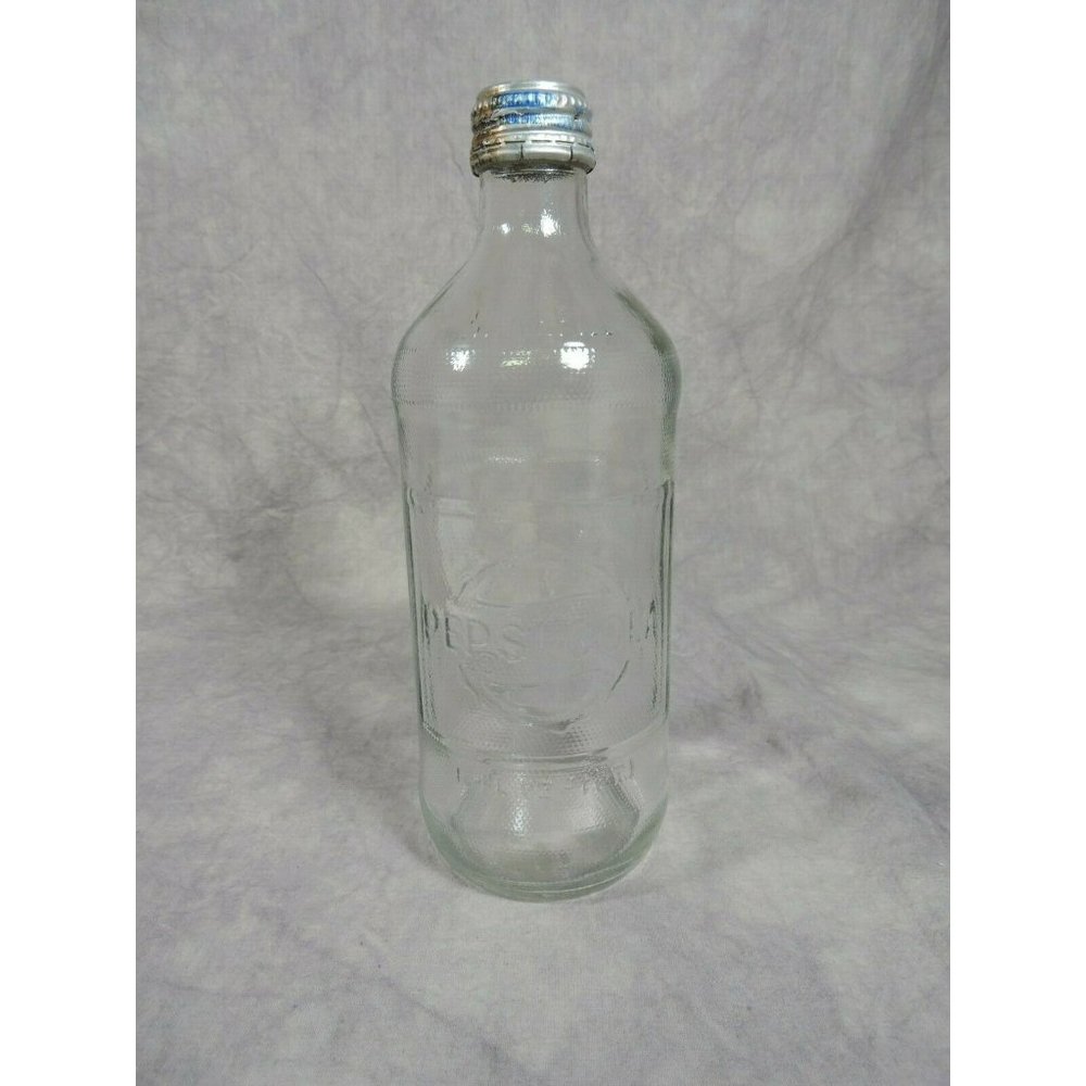 Vintage Clear Glass Pepsi Bottle 16 fl oz 1 pt With Metal Cap